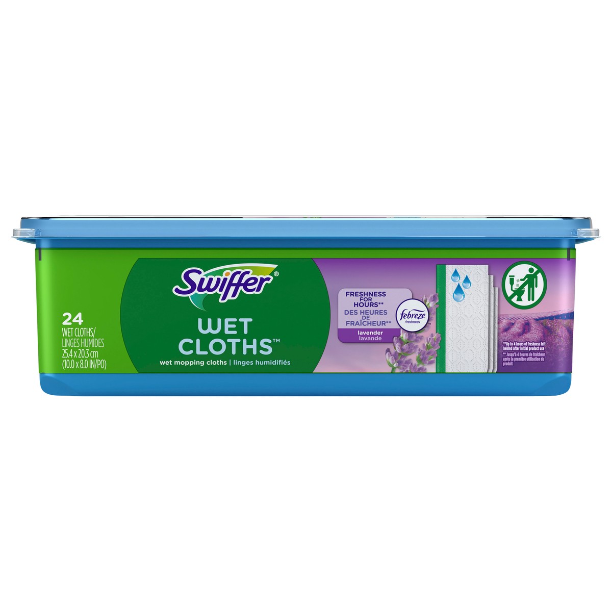 slide 1 of 3, Swiffer Sweeper Wet Mopping Cloth Refills for Floor Mopping and Cleaning, Multi-Surface Floor Cleaner with Febreze Freshness, Lavender Scent, 24 count, 24 ct