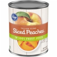 slide 1 of 1, Kroger Yellow Cling Sliced Peaches in 100% Fruit Juice, 29 oz