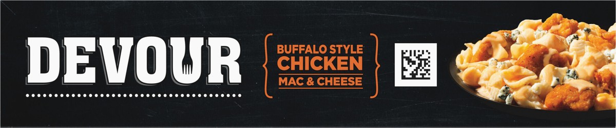 slide 3 of 9, DEVOUR Buffalo Style Chicken Mac & Cheese with Buffalo Cheddar Cheese Sauce & Blue Cheese Frozen Meal, 12 oz Box, 12 oz