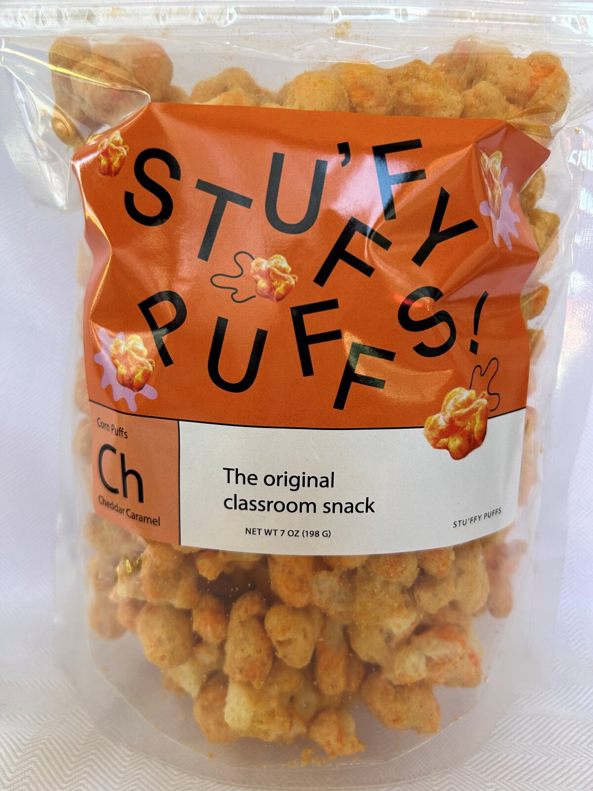 slide 1 of 1, Stu'ffy Puffs Cheddar Caramel 7oz, 7 oz