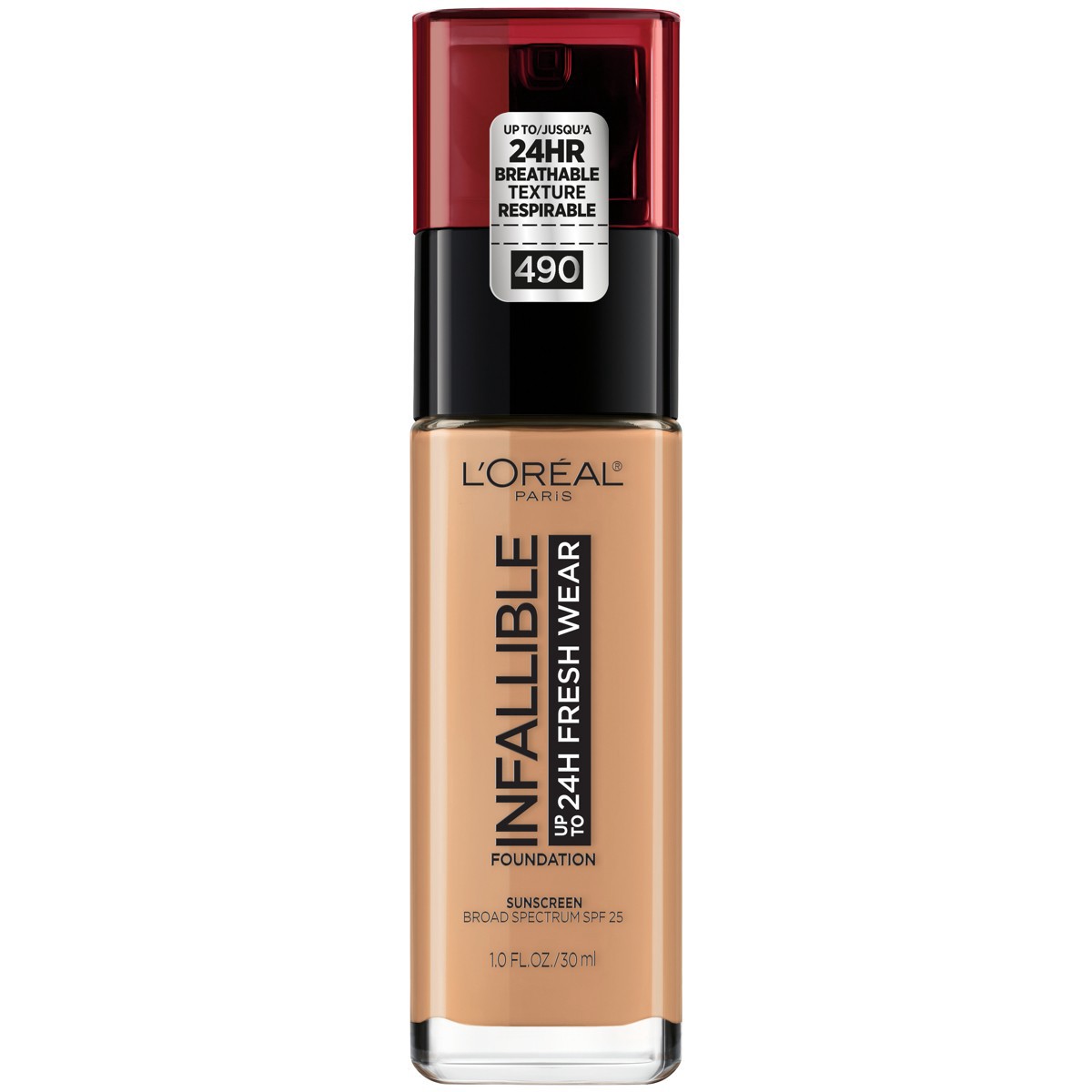 slide 1 of 30, L'Oréal Infallible 24HR Fresh Wear Foundation with SPF 25 - 490 Golden Amber - 1 fl oz, 1 oz