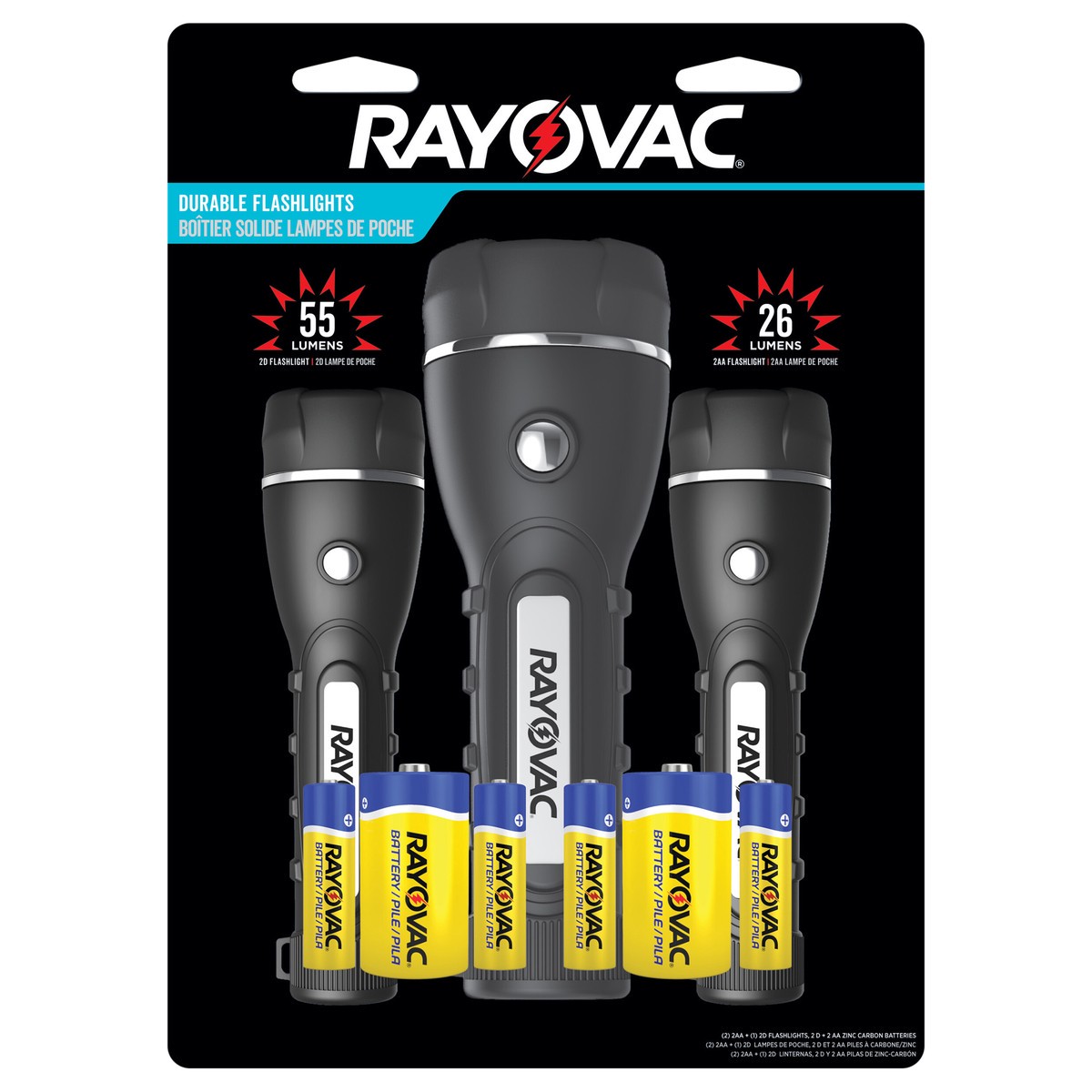 slide 1 of 3, Rayovac LED Rubberized Flashlights, 3 ct