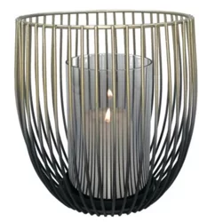 Elements Glass Cylinder Metal Candle Holder Gold 6 in x 7 in