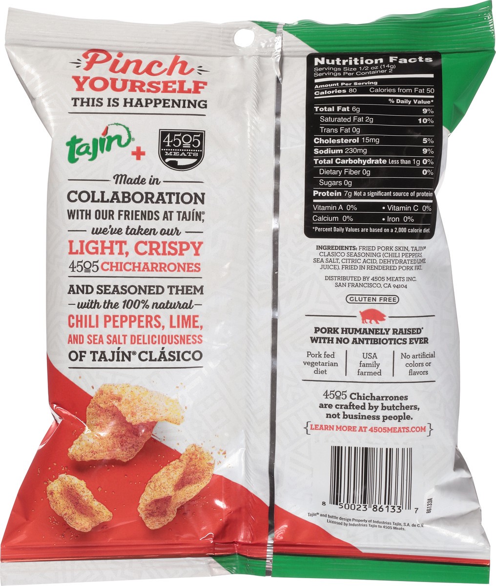 slide 2 of 9, 4505 Meats Tajin Lime Pork Rinds - 1.1 Oz, 1.1 oz