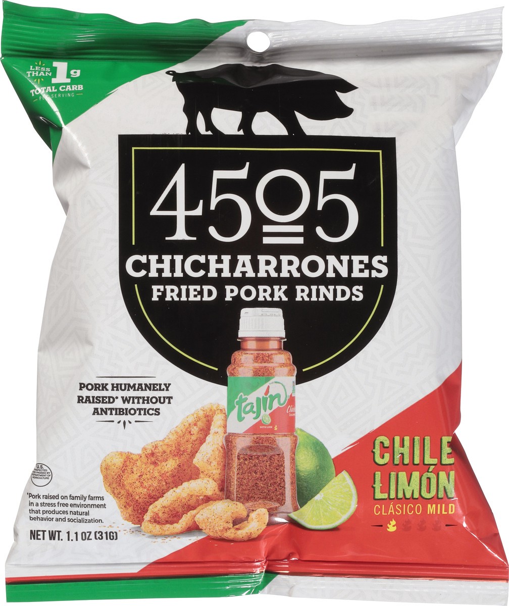 slide 7 of 9, 4505 Meats Tajin Lime Pork Rinds - 1.1 Oz, 1.1 oz