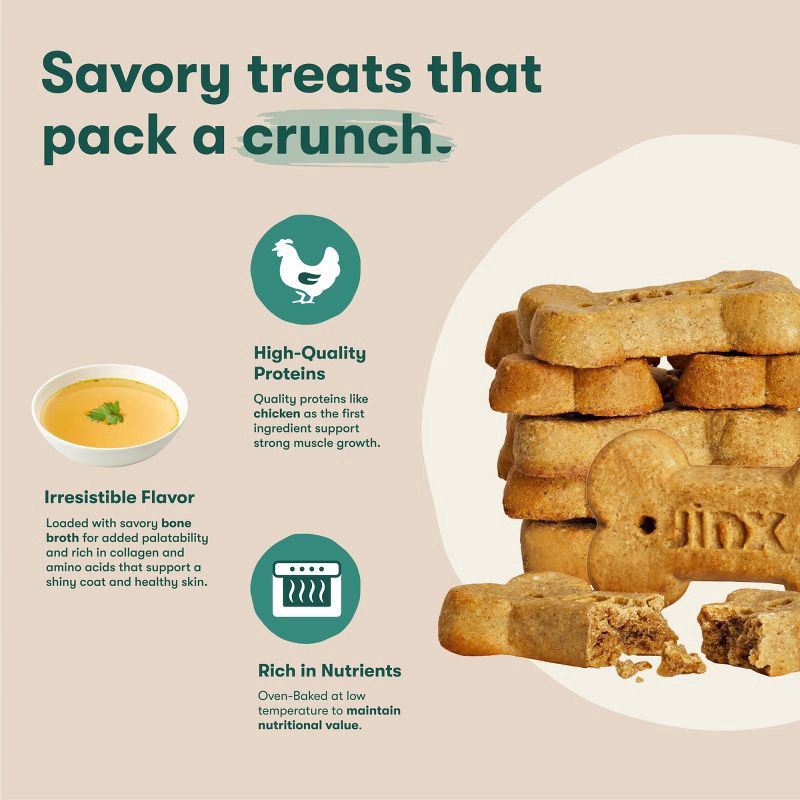 slide 3 of 9, Jinx Chicken Bone Broth Biscuits, Crunchy Dry Dog Treats, 16 oz Bag, 16 oz
