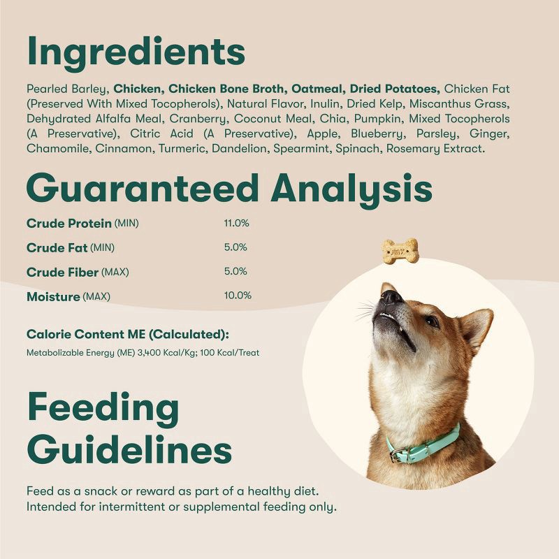 slide 7 of 9, Jinx Chicken Bone Broth Biscuits, Crunchy Dry Dog Treats, 16 oz Bag, 16 oz