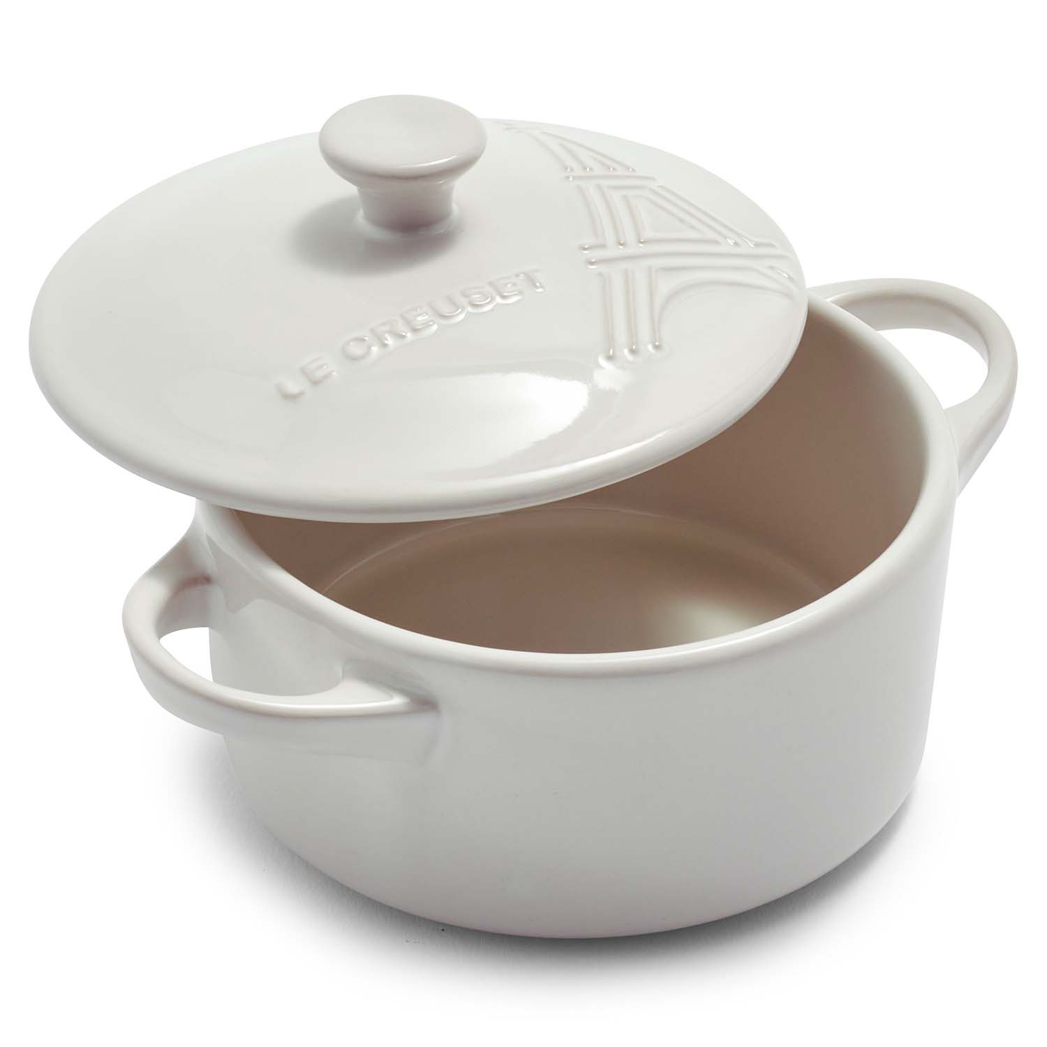 slide 1 of 1, Le Creuset Eiffel Tower Petite Cocotte with Lid, White, 0.25 qt