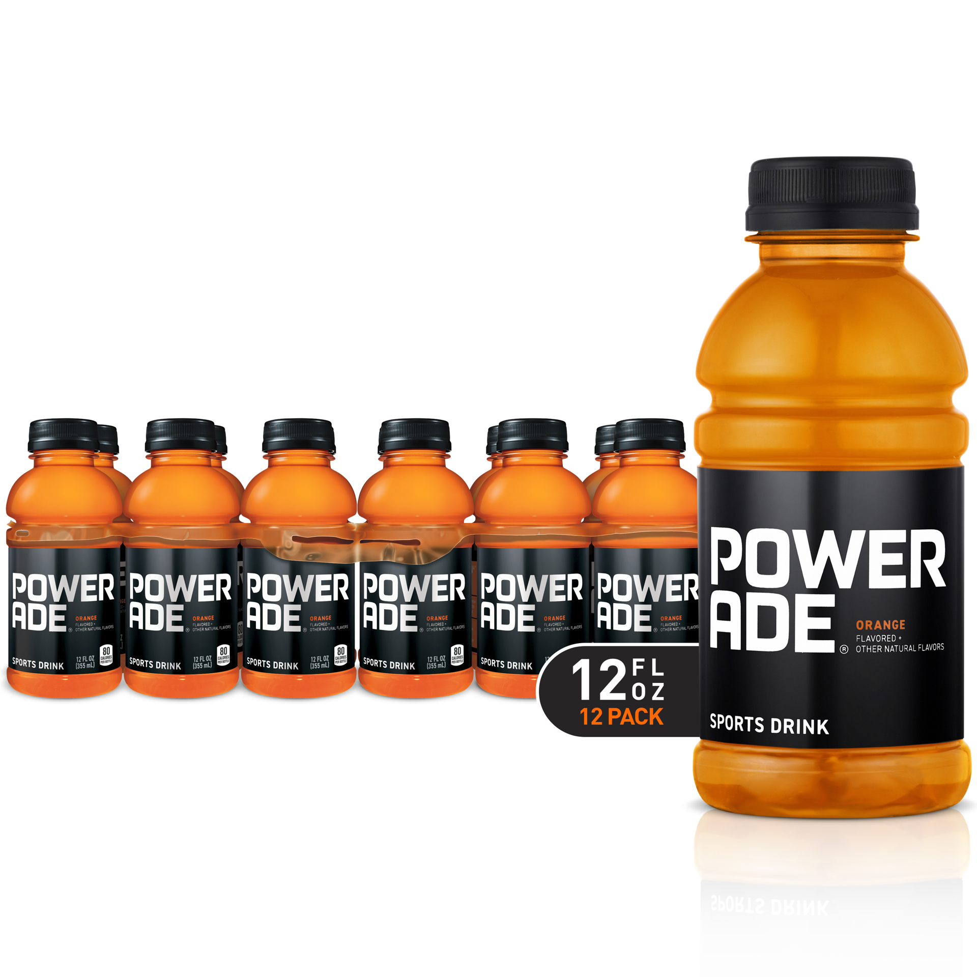 slide 1 of 4, POWERADE Orange, ION4 Electrolyte Enhanced Fruit Flavored Sports Drink w/ Vitamins B3, B6, and B12, Replenish Sodium, Calcium, Potassium, Magnesium, 12 fl oz, 12 Pack, 144 fl oz