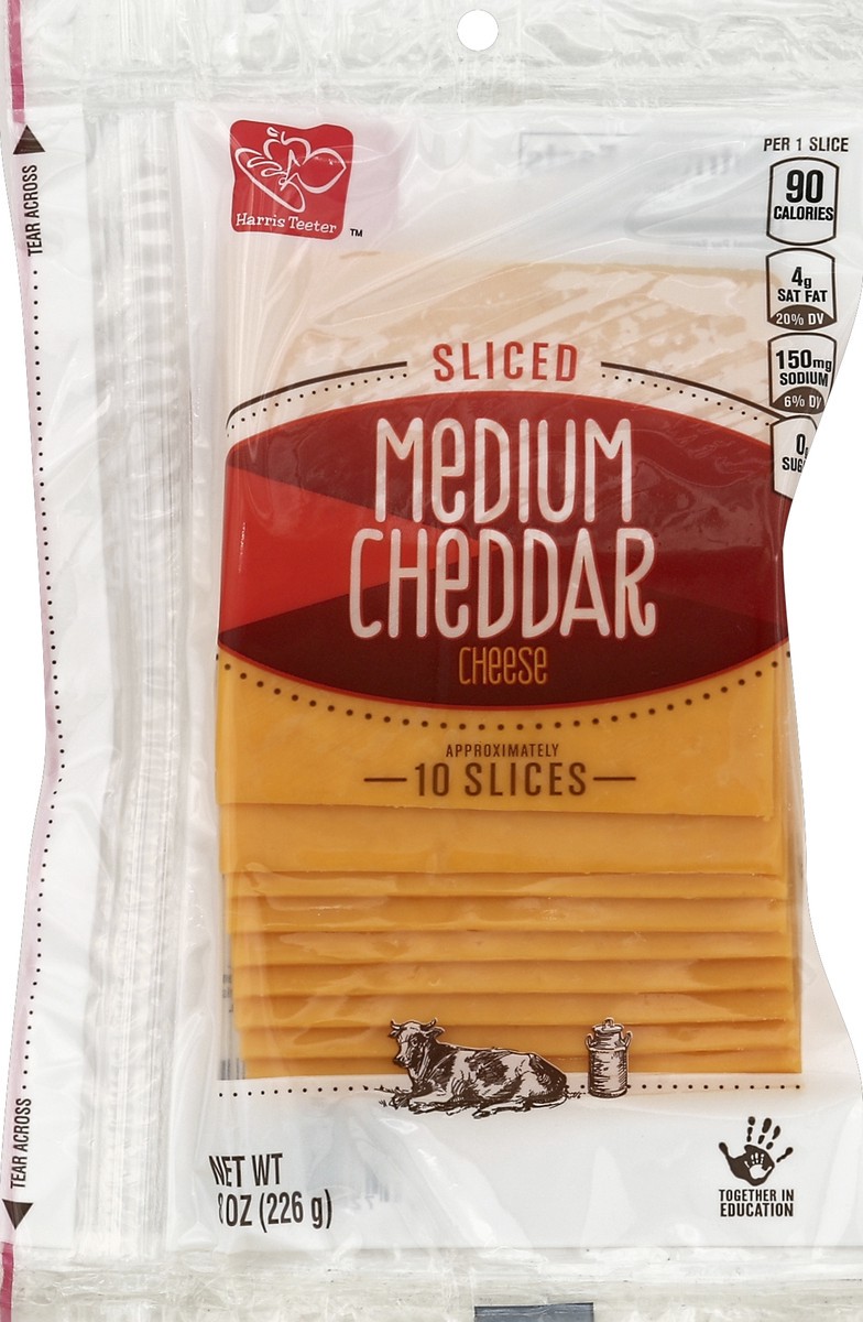 slide 2 of 3, Harris Teeter Medium Cheddar Cheese Slices, 8 oz