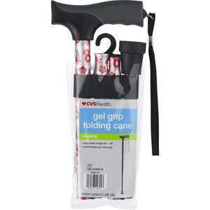 slide 1 of 1, CVS Health Gel Grip Folding Cane, Red, 1 ct