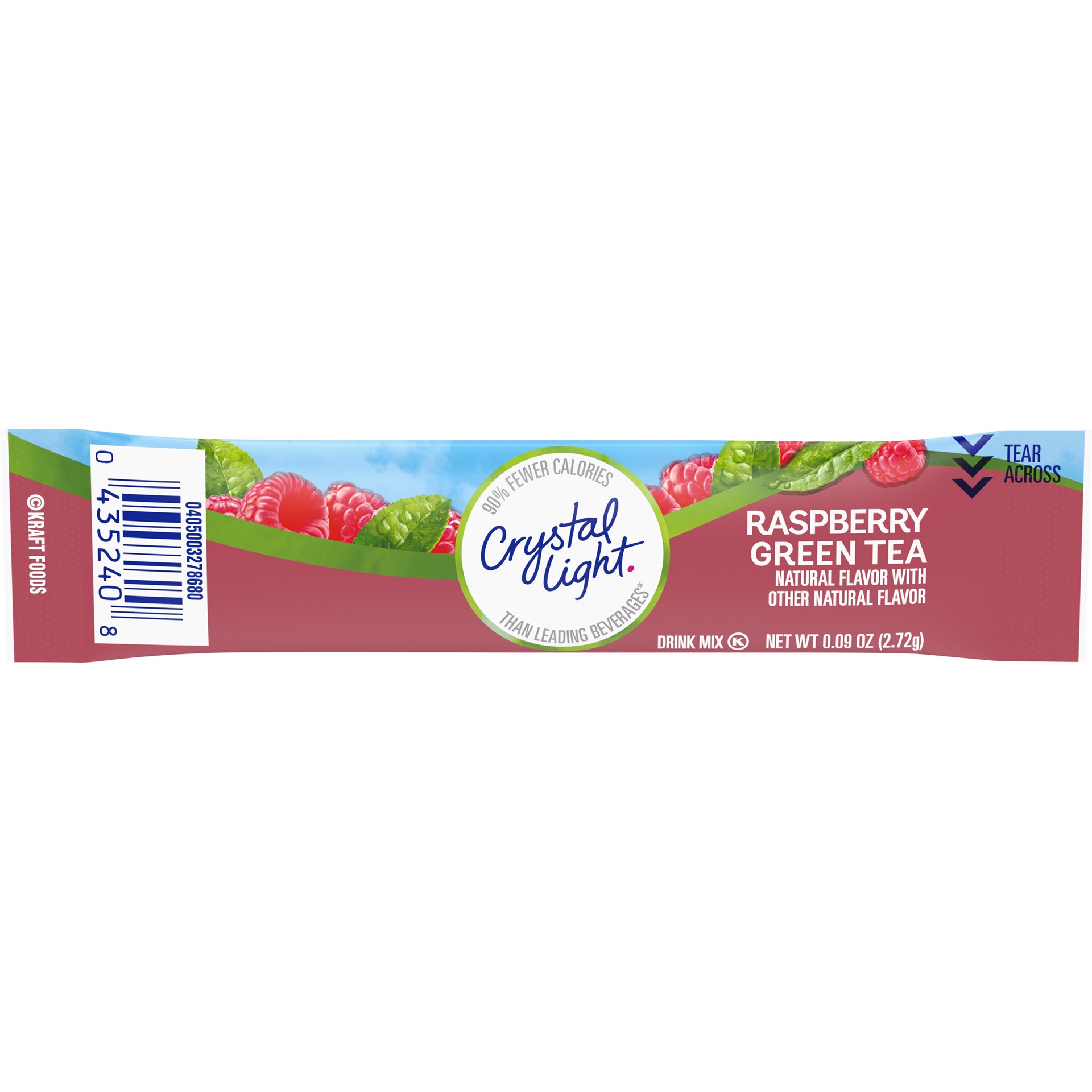 slide 1 of 5, Crystal Light On-The-Go Sugar Free Raspberry Green Tea Powdered Drink Mix, Low Caffeine, 0.09 oz Packet, 10 x 0.96 oz