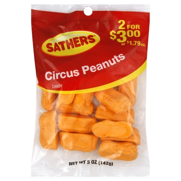 slide 1 of 1, Sathers Circus Peanuts, 5 oz