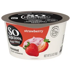 So Delicious Dairy Free Coconut Yogurt Alternative, Strawberry, Vegan, Gluten Free, Non-GMO, Creamy Plant Based Yogurt Alternative, 5.3 oz Container