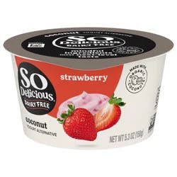 So Delicious Dairy Free Coconut Yogurt Alternative, Strawberry, Vegan, Gluten Free, Non-GMO, Creamy Plant Based Yogurt Alternative, 5.3 oz Container
