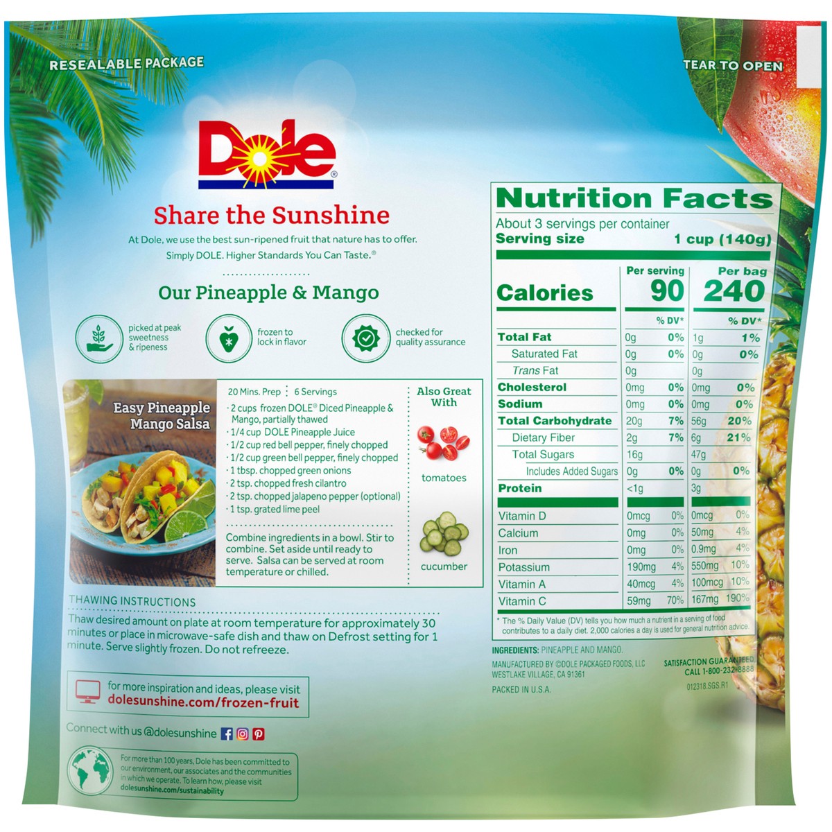 slide 4 of 9, Dole Pineapple & Mango, 14 oz