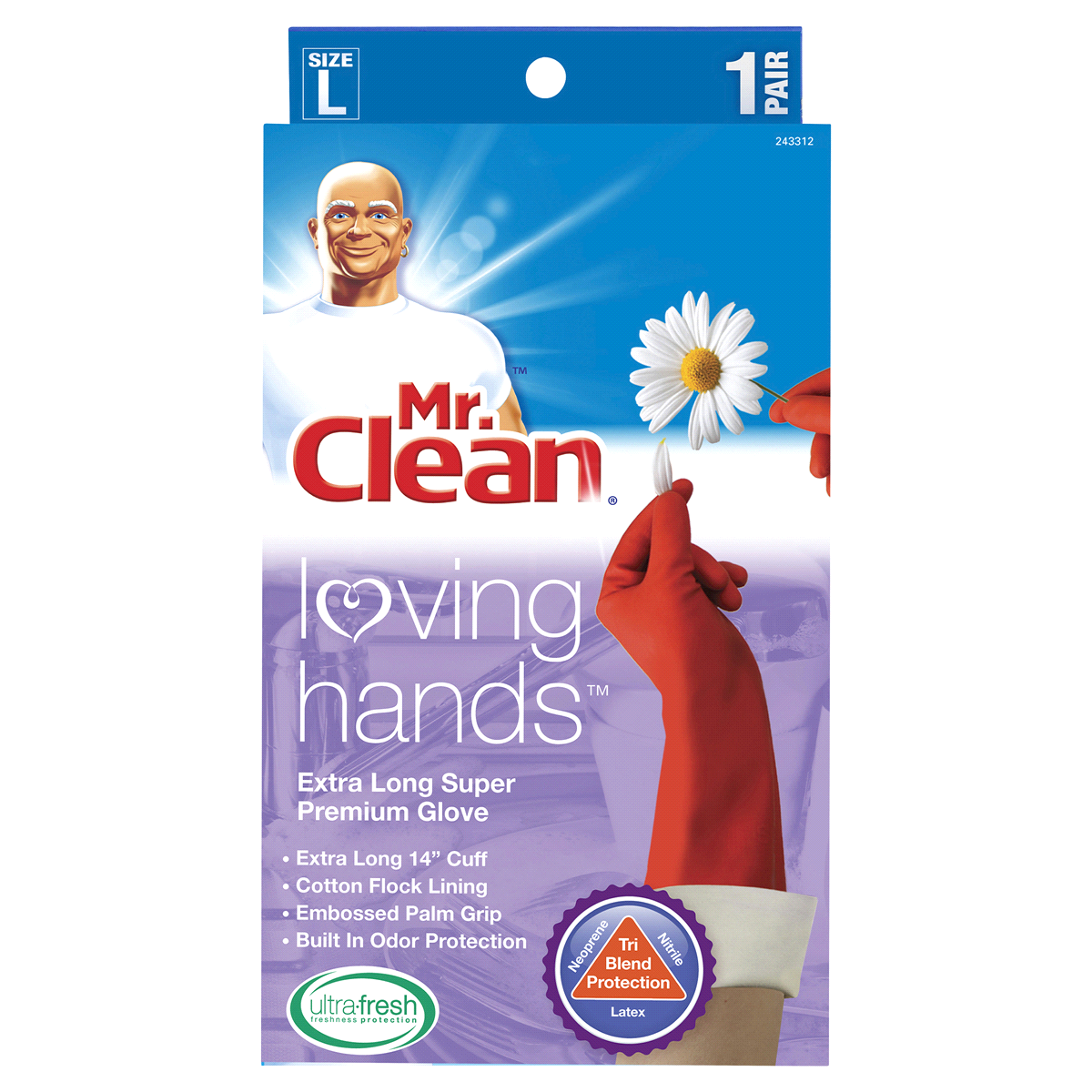 slide 1 of 1, Mr. Clean Loving Hands Super Premium Gloves Large, 1 ct
