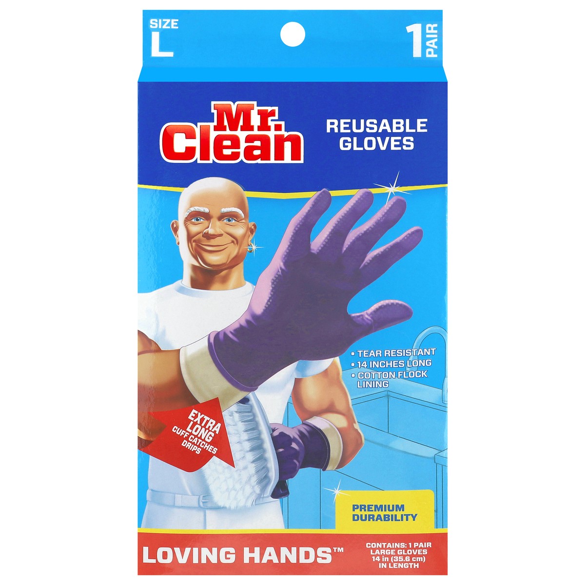 slide 1 of 9, Mr. Clean Loving Hands Reusable Size L Gloves 1 Pair, 1 ct