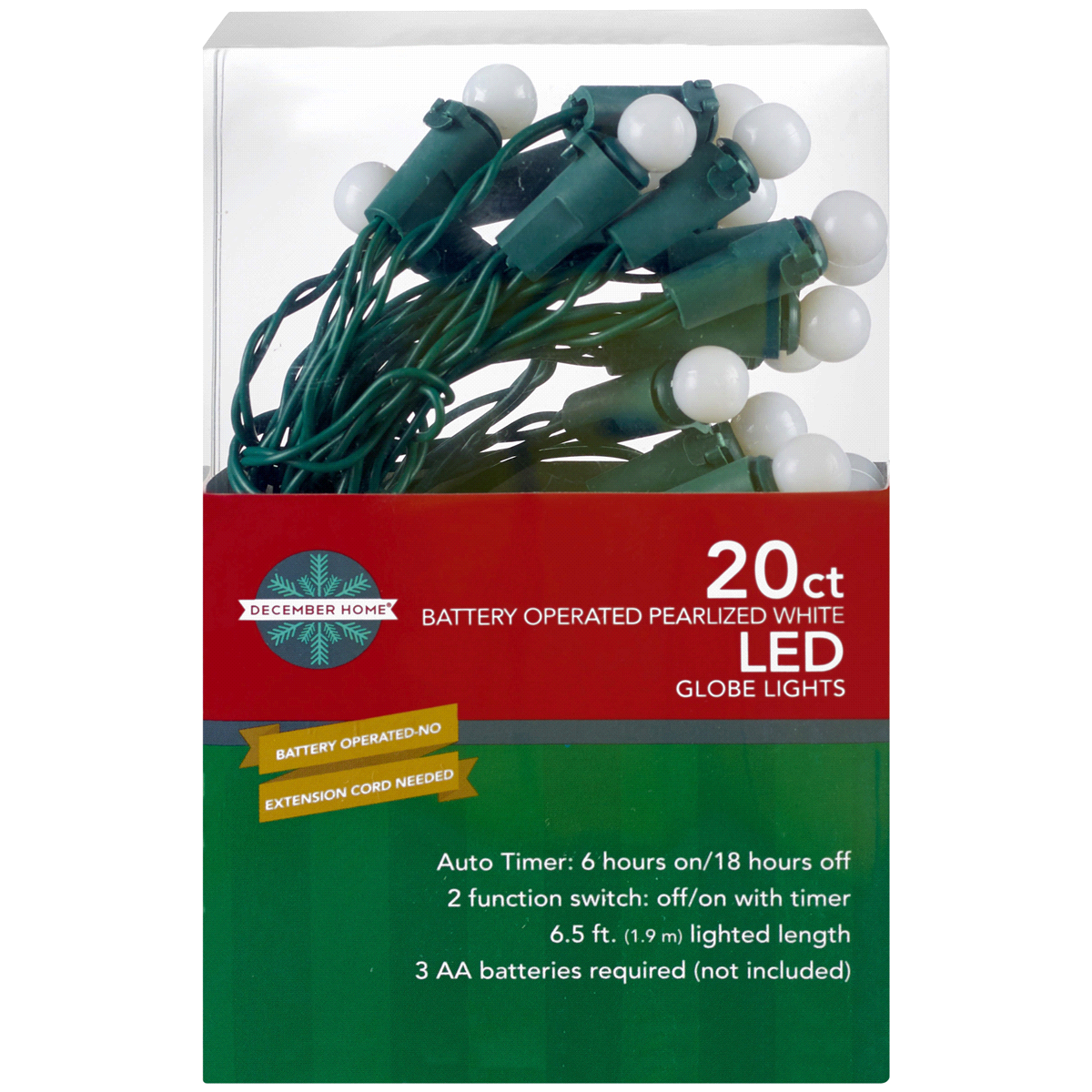 slide 4 of 4, December Home Battery Operated Globe Lights, 20 ct