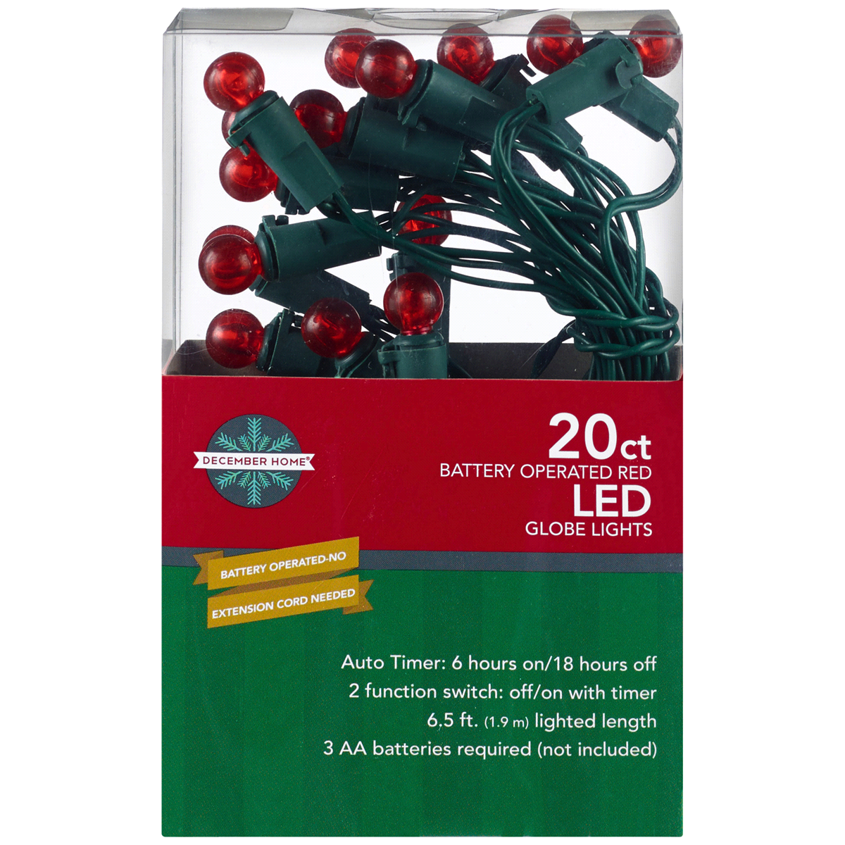 slide 2 of 4, December Home Battery Operated Globe Lights, 20 ct