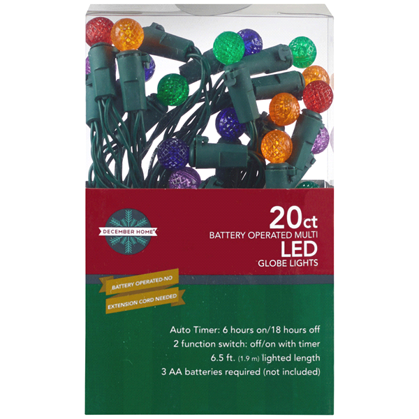slide 1 of 1, December Home Battery Operated Globe Lights, 20 ct
