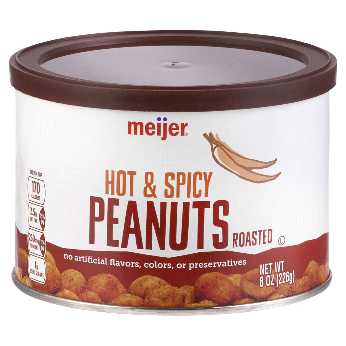 slide 1 of 2, Meijer Hot & Spicy Peanuts, 8 oz