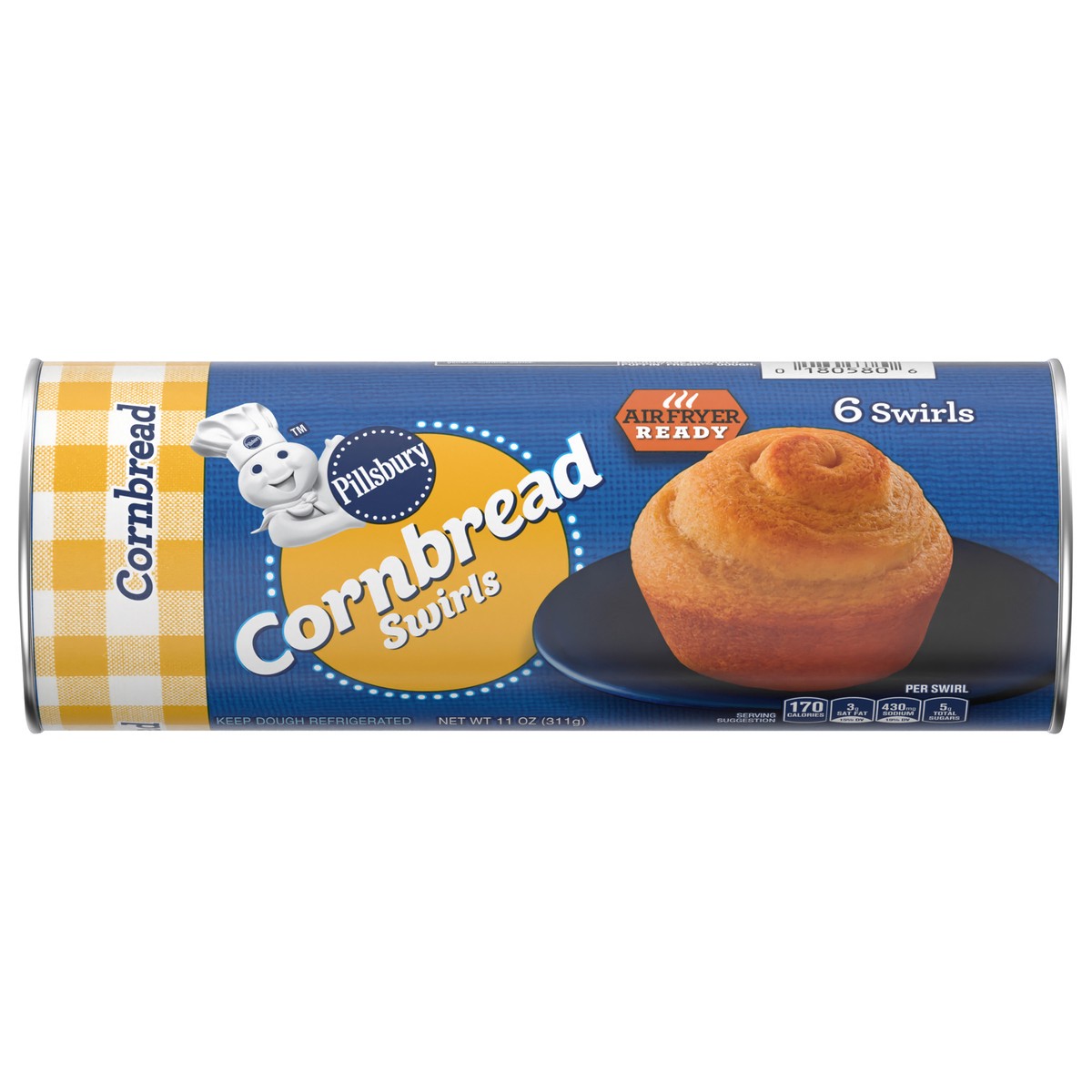 slide 1 of 13, Pillsbury Cornbread Swirls, 6 Ct, Refrigerated Canned Dough, 11 oz, 6 ct