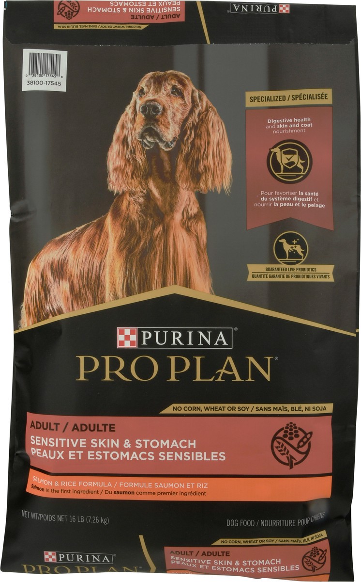 slide 8 of 9, Pro Plan Purina Pro Plan Sensitive Skin and Stomach Dog Food Dry, Adult Salmon & Rice Formula, Digestive Health, 16 lb