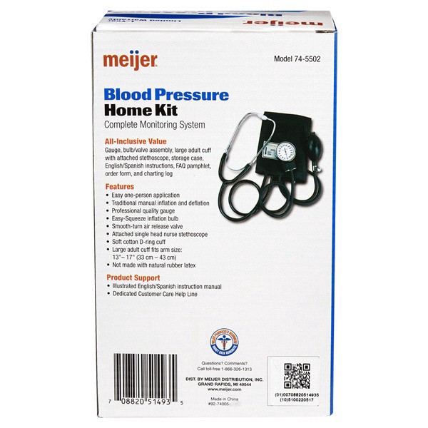 slide 8 of 13, Meijer Blood Pressure Home Kit, Manual Inflation and Deflation, 1 ct