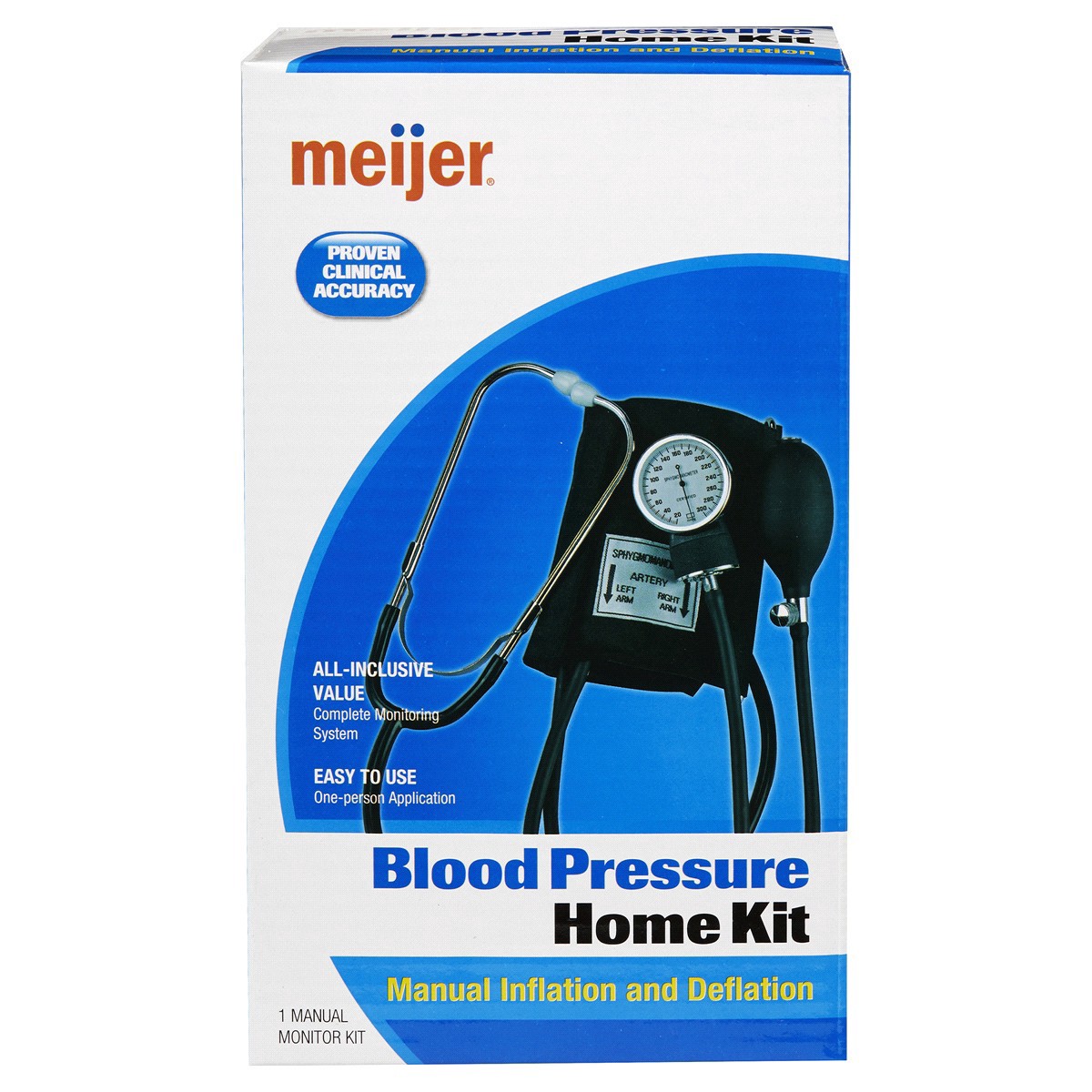 slide 1 of 13, Meijer Blood Pressure Home Kit, Manual Inflation and Deflation, 1 ct