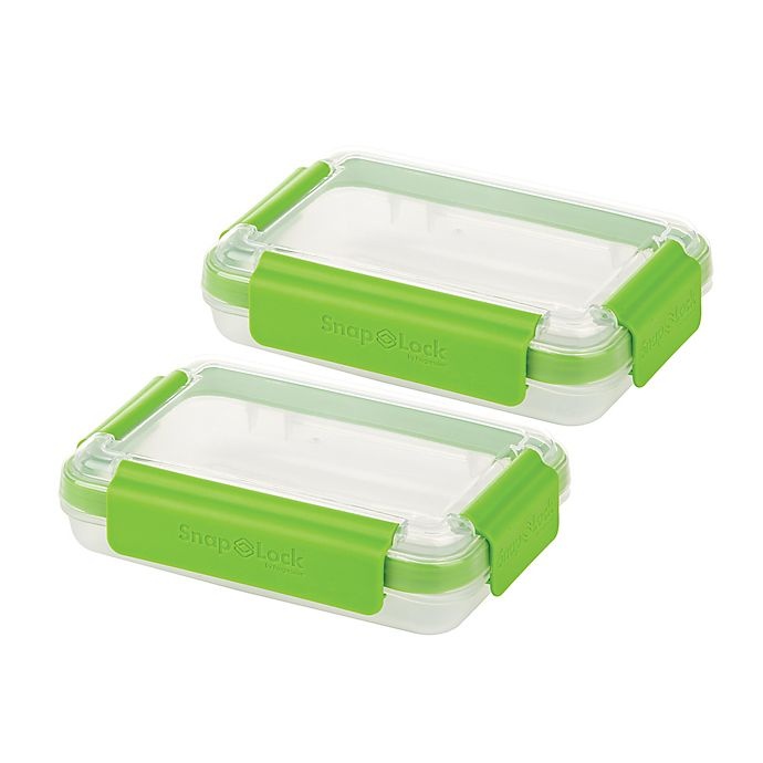 slide 1 of 1, Progressive SnapLock 2-Cup Shallow Food Containers - Green, 2 ct