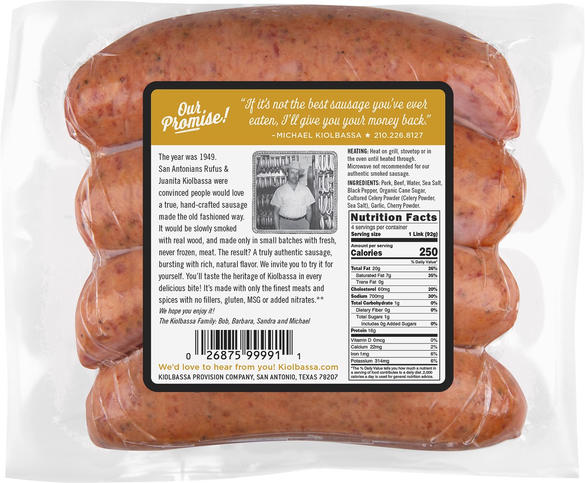 slide 2 of 3, Kiolbassa Polish Sausage Links, 13 oz