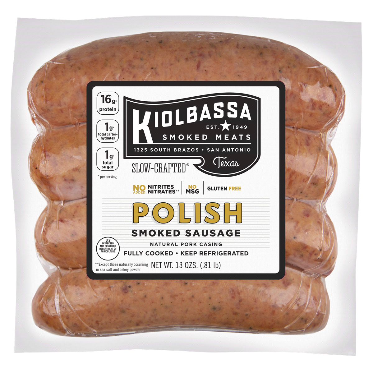 slide 1 of 1, Kiolbassa All Natural Polish Sausage, 13 oz