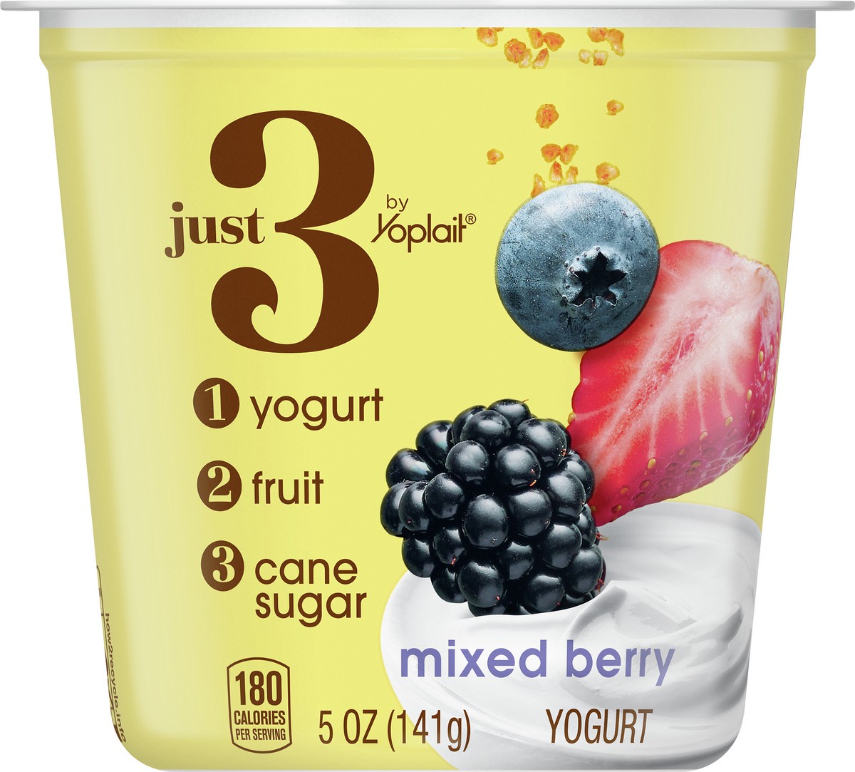 slide 12 of 12, Yoplait Just 3 Mixed Berry Yogurt 5 oz, 5 oz