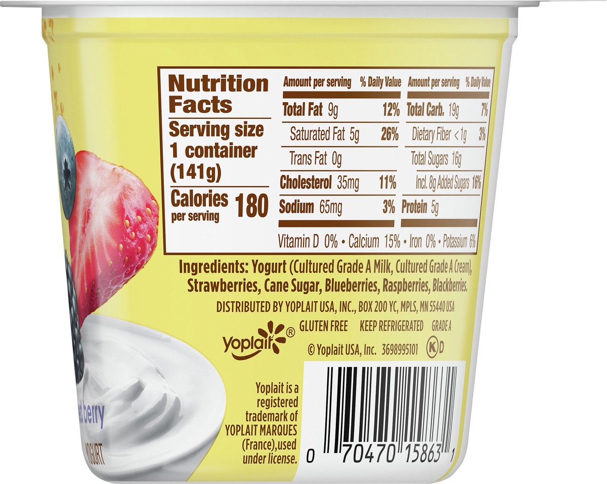 slide 4 of 12, Yoplait Just 3 Mixed Berry Yogurt 5 oz, 5 oz