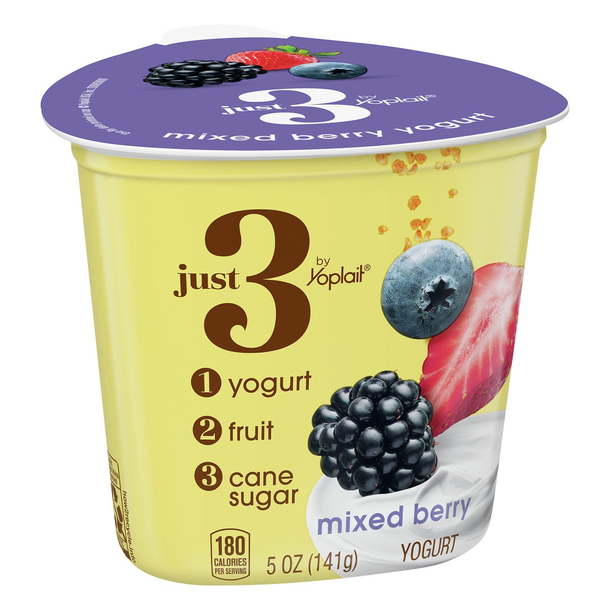 slide 5 of 12, Yoplait Just 3 Mixed Berry Yogurt 5 oz, 5 oz