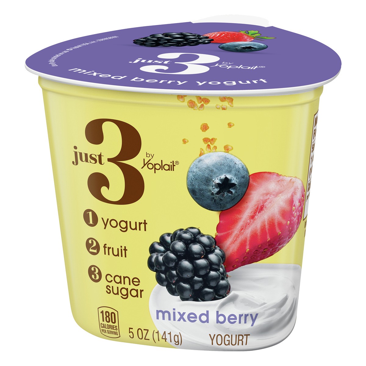 slide 6 of 12, Yoplait Just 3 Mixed Berry Yogurt 5 oz, 5 oz