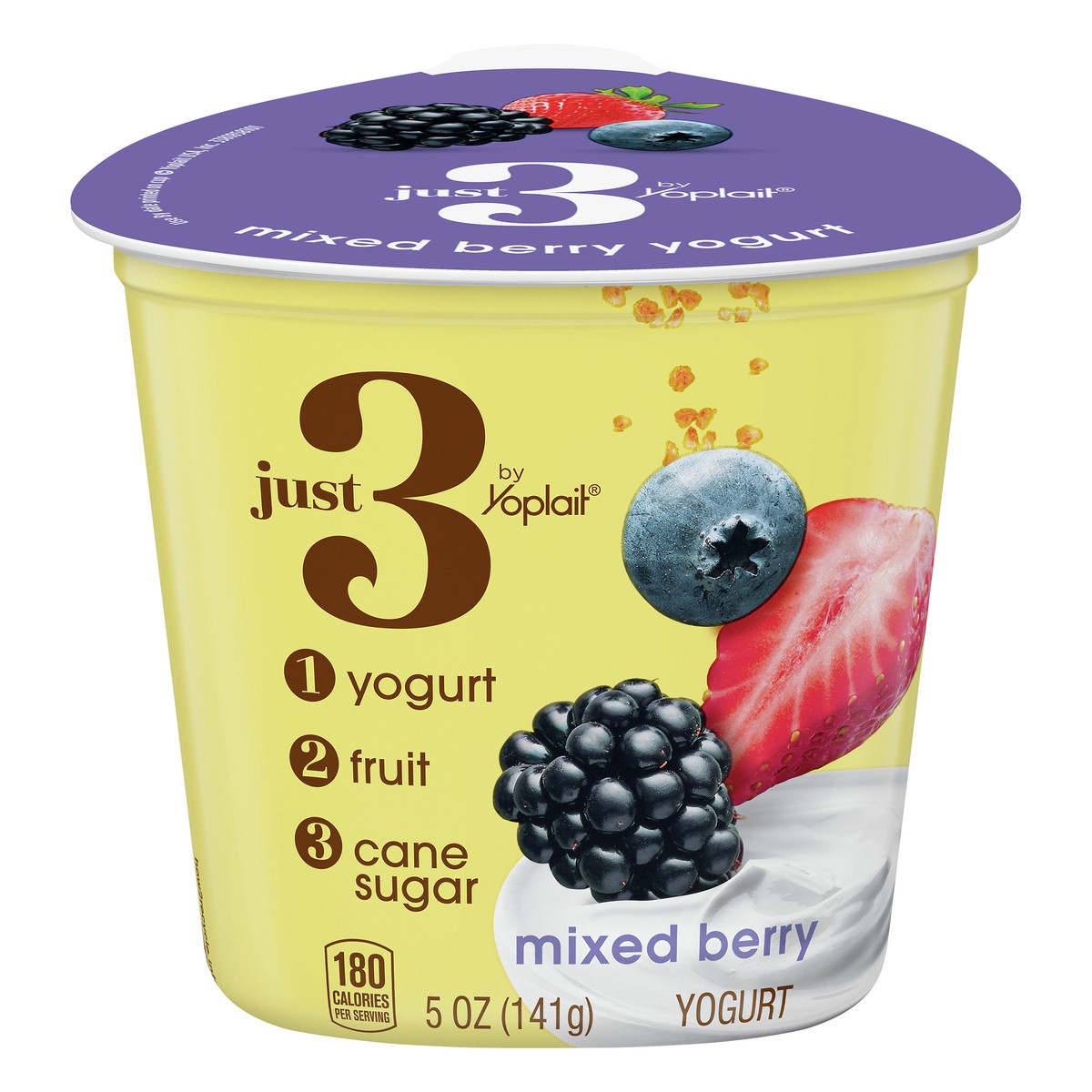 slide 1 of 12, Yoplait Just 3 Mixed Berry Yogurt 5 oz, 5 oz