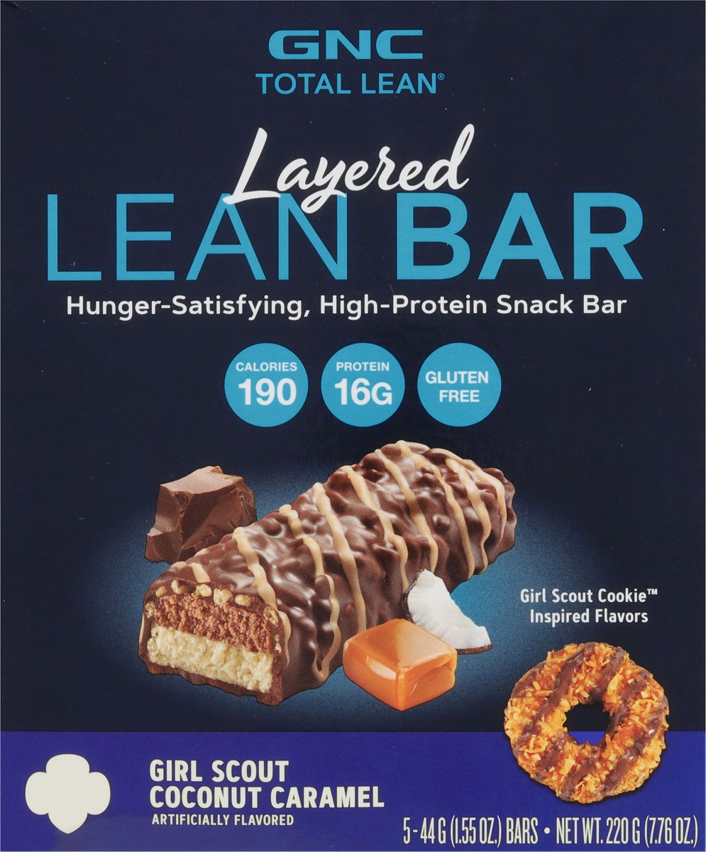 slide 3 of 9, GNC Total Lean Layered Girl Scout Coconut Caramel Lean Bar 5 - 1.55 oz Bars, 5 ct