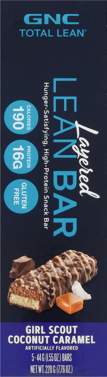 slide 5 of 9, GNC Total Lean Layered Girl Scout Coconut Caramel Lean Bar 5 - 1.55 oz Bars, 5 ct