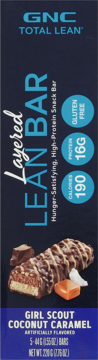 slide 7 of 9, GNC Total Lean Layered Girl Scout Coconut Caramel Lean Bar 5 - 1.55 oz Bars, 5 ct
