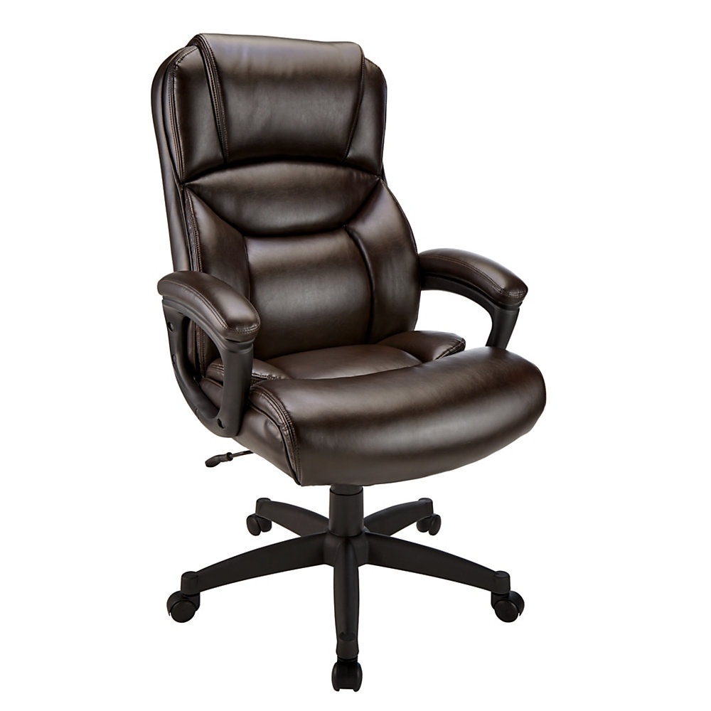 slide 1 of 1, Realspace Fennington Bonded Leather Executive High-Back Chair, Brown, 1 ct