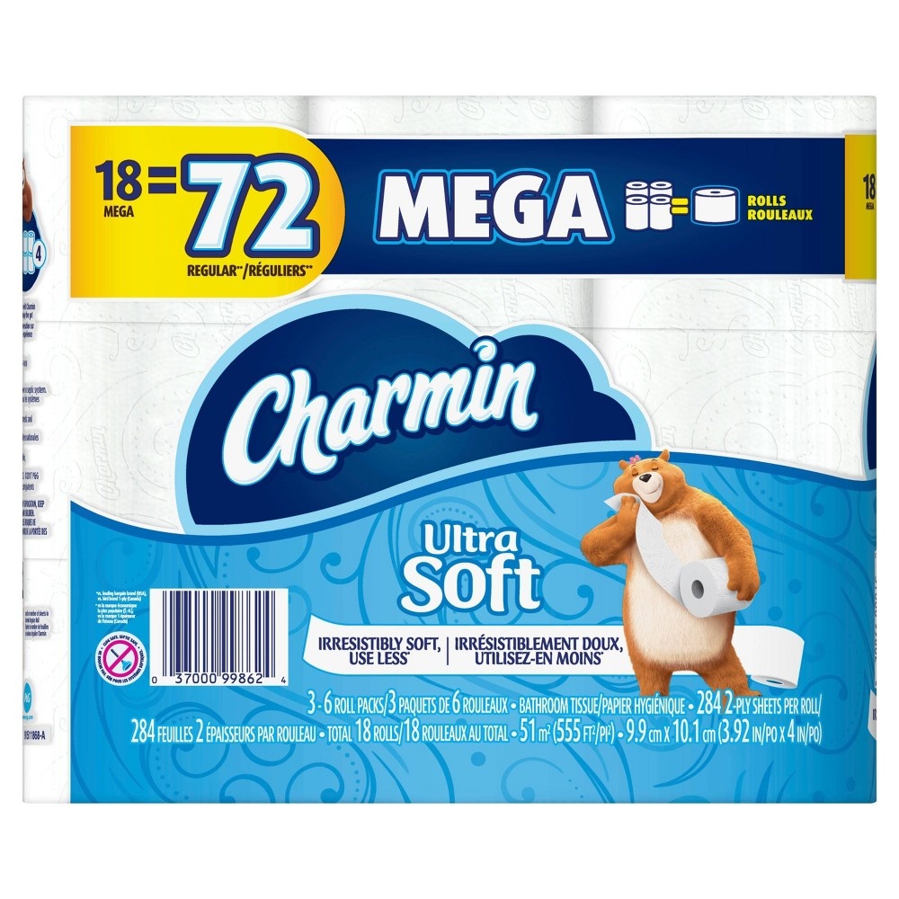 slide 3 of 5, Charmin Ultra Soft Toilet Paper, 18 ct