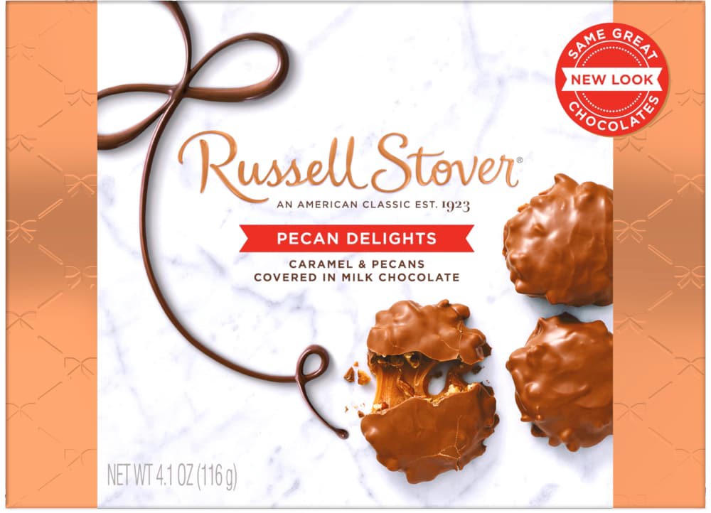 slide 1 of 7, Russell Stover Pecan Delights Covered In Milk Chocolate, 4.1 oz