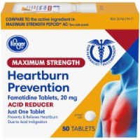 slide 1 of 3, Kroger Maximum Strength Acid Reducer Heartburn Prevention Tablets, 50 ct