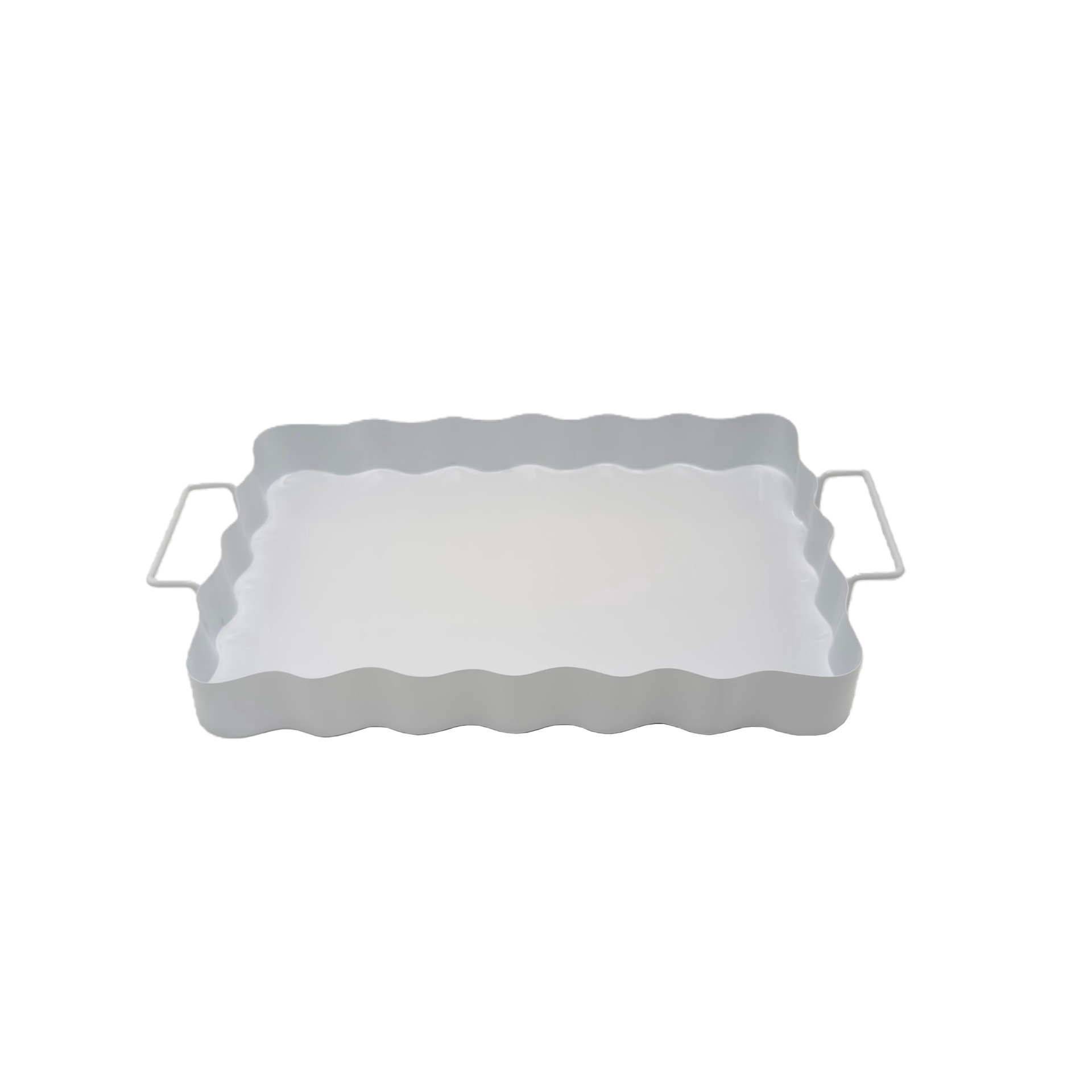 slide 4 of 4, 14" White Wavy-Edge Decorative Metal Tray By Ashland, 14 in