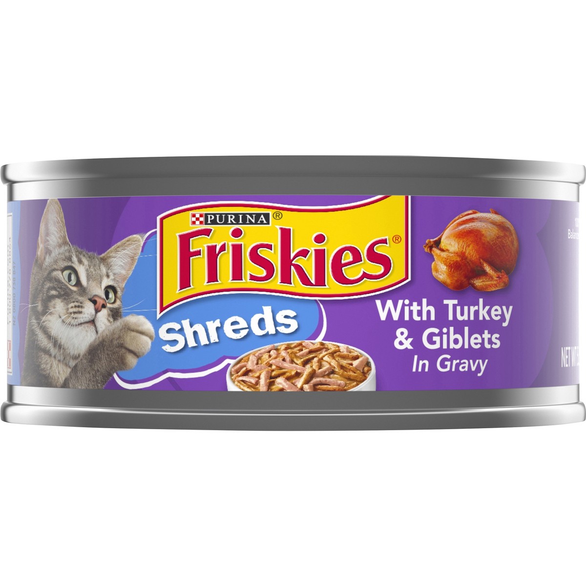 slide 6 of 7, Friskies Purina Friskies Gravy Wet Cat Food, Shreds With Turkey & Giblets in Gravy - 5.5 oz. Can, 5.5 oz