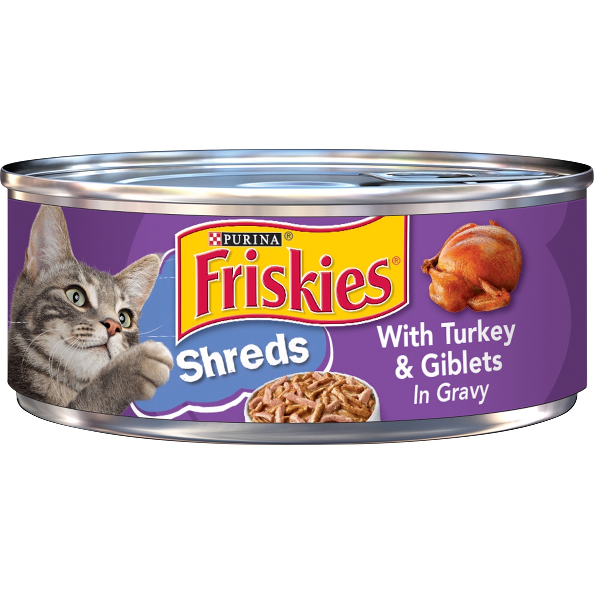 slide 1 of 1, Purina Friskies Savory Shreds with Turkey & Giblets in Gravy Cat Food, 5.5 oz