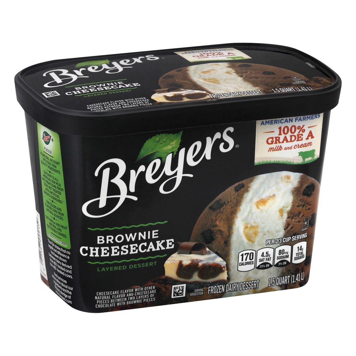 slide 2 of 9, Breyers Layered Dessert Frozen Dairy Dessert Brownie Cheesecake, 48 oz, 48 oz