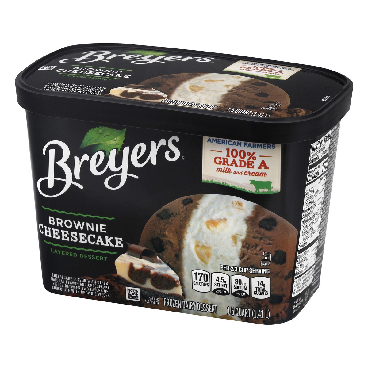 slide 3 of 9, Breyers Layered Dessert Frozen Dairy Dessert Brownie Cheesecake, 48 oz, 48 oz